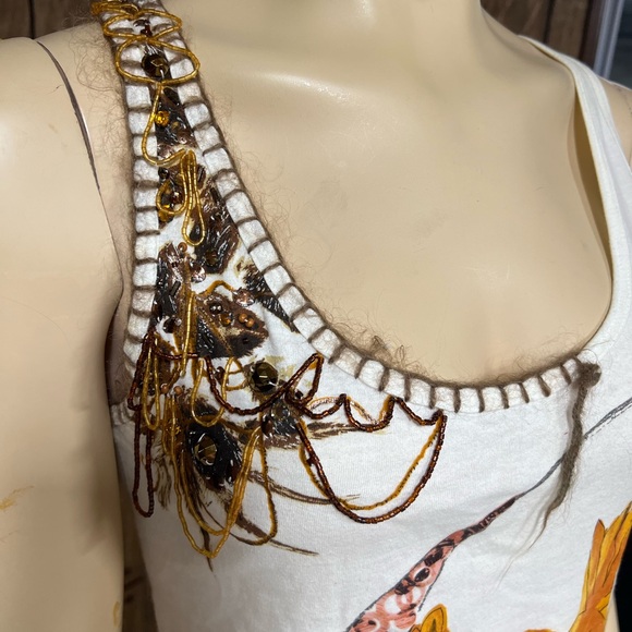 Christian Dior sleeveless embellished white cotton t shirt , s.6, good - Picture 5 of 9